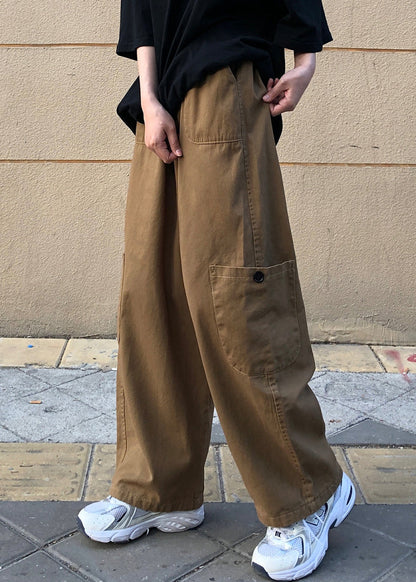 Summer Pockets Pants Size Men Plus Khaki Solid Cotton