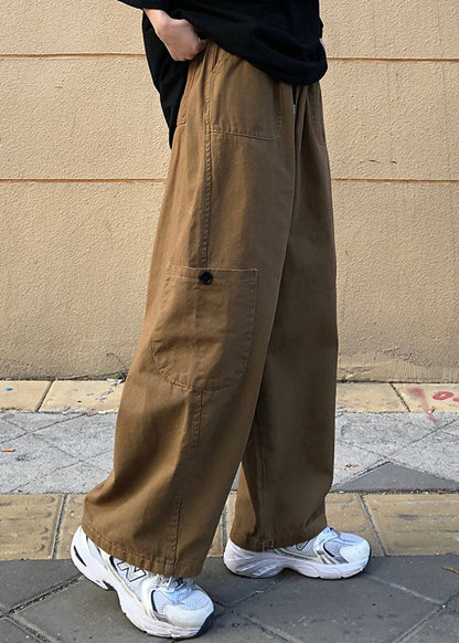 Summer Pockets Pants Size Men Plus Khaki Solid Cotton