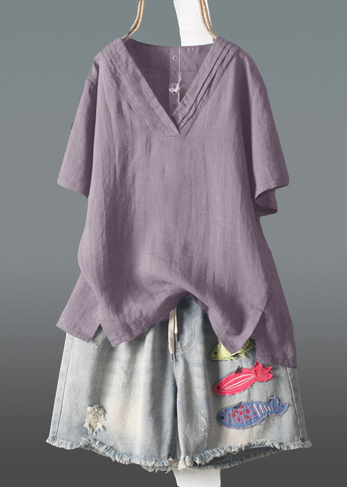 Linen Size Neck Tank V Wrinkled Navy Plus Summer