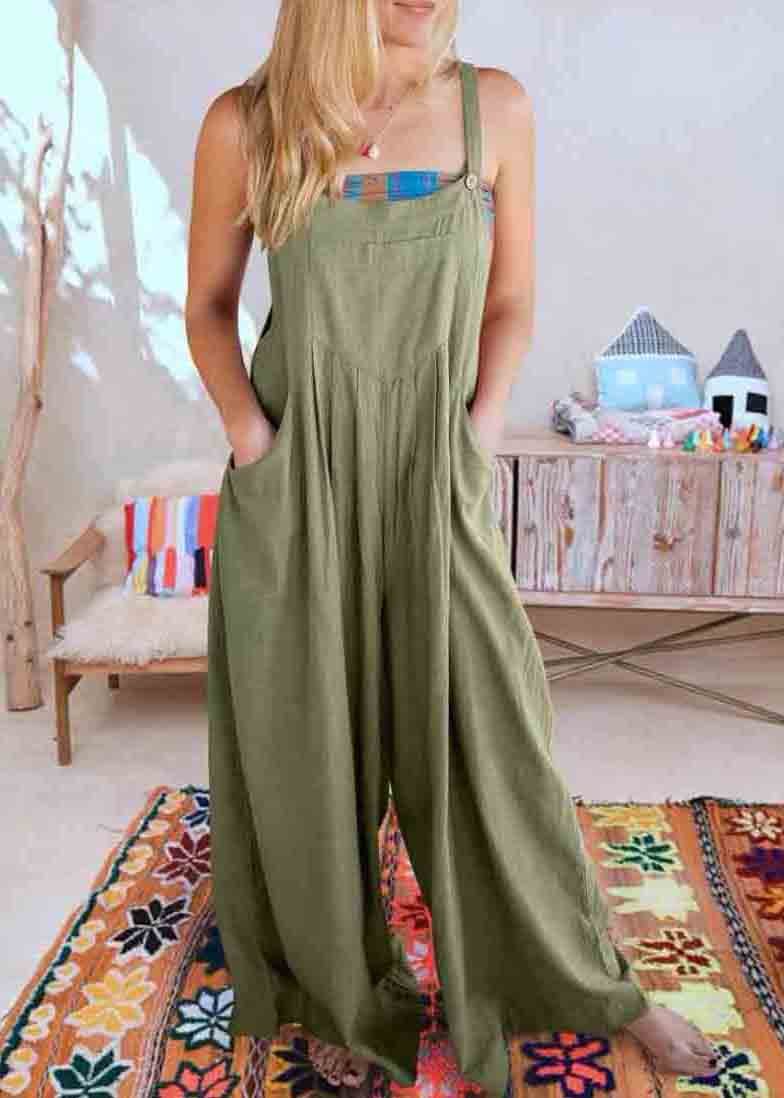 Wrinkled Size Jumpsuits Summer Plus Linen Overalls Oversized