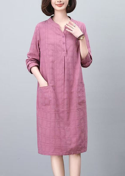 Size Spring Cotton Plus Purple Day Jacquard Dresses