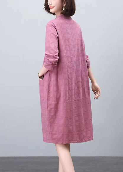 Size Spring Cotton Plus Purple Day Jacquard Dresses