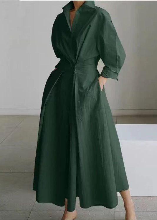Plus Size Cinched Maxi Green Fit Dresses Spring Tea Silm