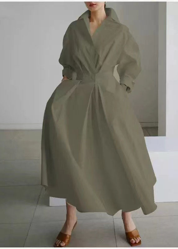 Plus Size Cinched Maxi Green Fit Dresses Spring Tea Silm