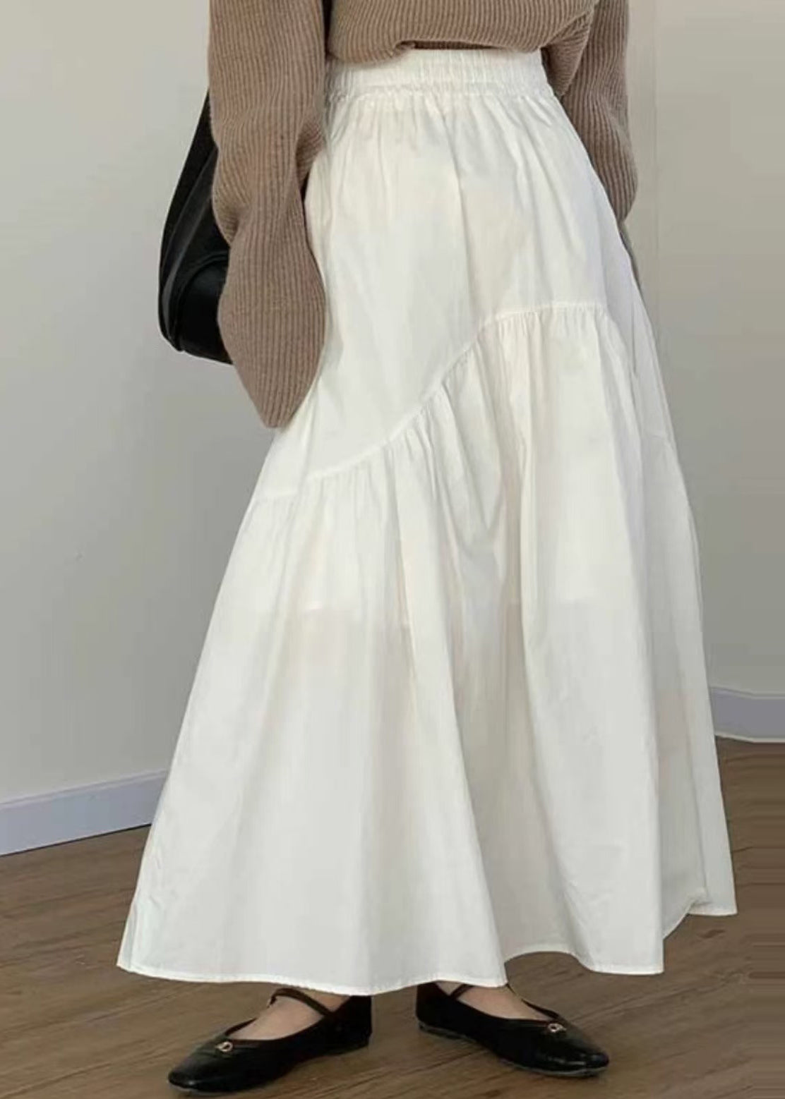 White Patchwork Hem Cotton Size Summer Exra Plus Large Skirt