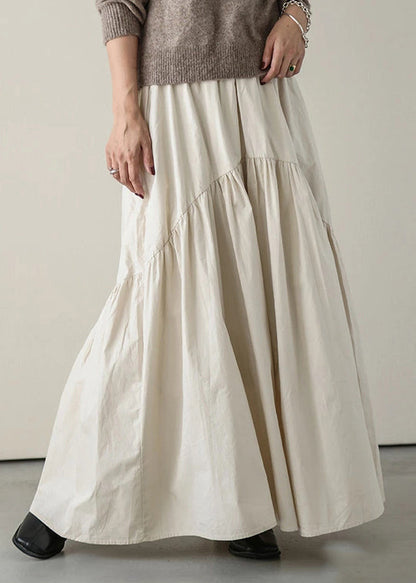 White Patchwork Hem Cotton Size Summer Exra Plus Large Skirt