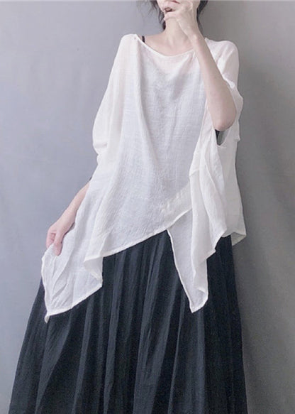 Top Summer White Plus Size Solid O-Neck