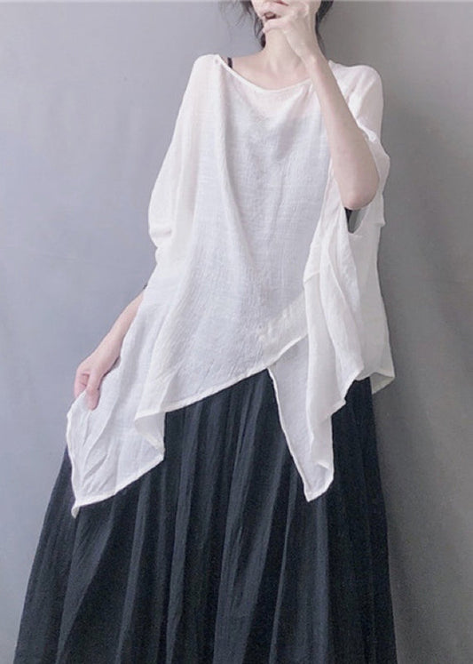 Top Summer White Plus Size Solid O-Neck