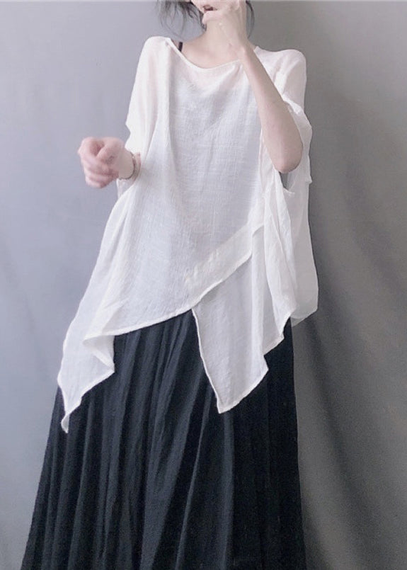 Top Summer White Plus Size Solid O-Neck