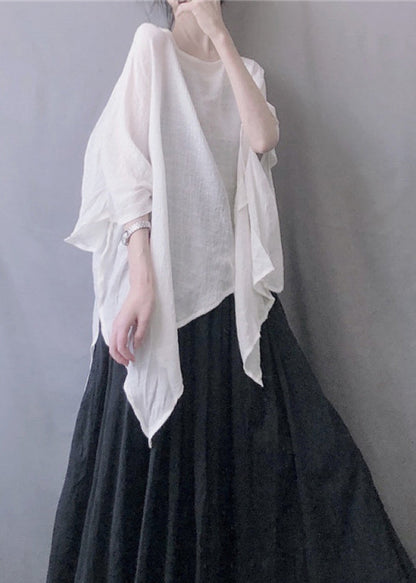 Top Summer White Plus Size Solid O-Neck