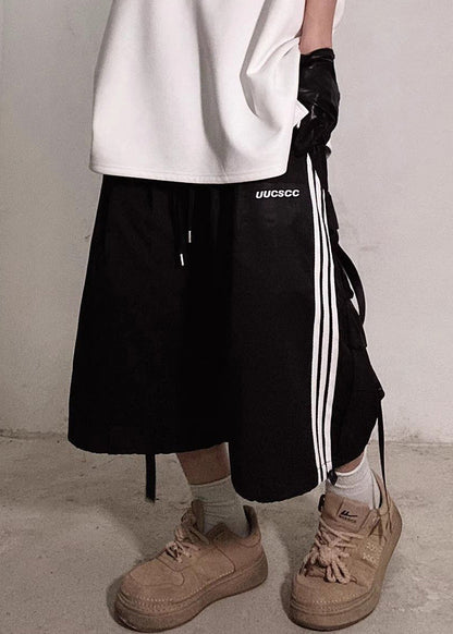 Size Shorts Plus Pockets White Cotton Men Summer Striped