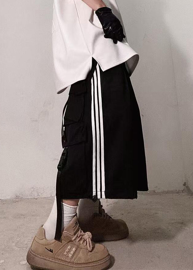 Size Shorts Plus Pockets White Cotton Men Summer Striped