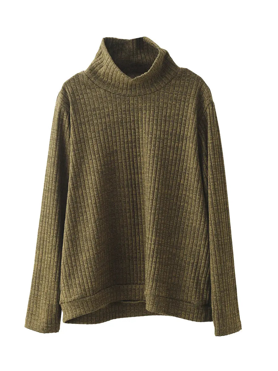 Plus Size Women Vintage Wool Solid Knitted Sweatshirt Ada Fashion