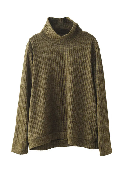 Plus Size Women Vintage Wool Solid Knitted Sweatshirt Ada Fashion