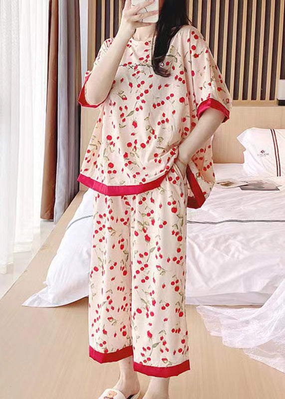 Plus Size Yellow Print Two Pieces Set Short Sleeve XS1002