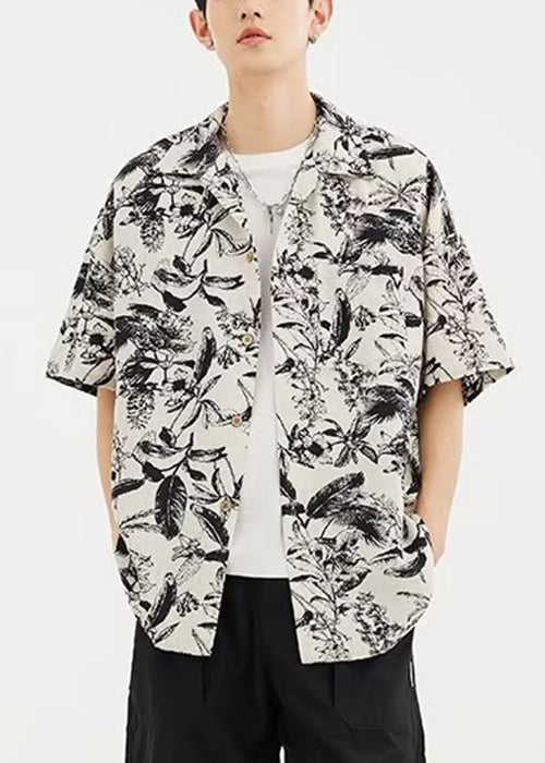 Button Print Men Shirts Design Original Summer Cotton