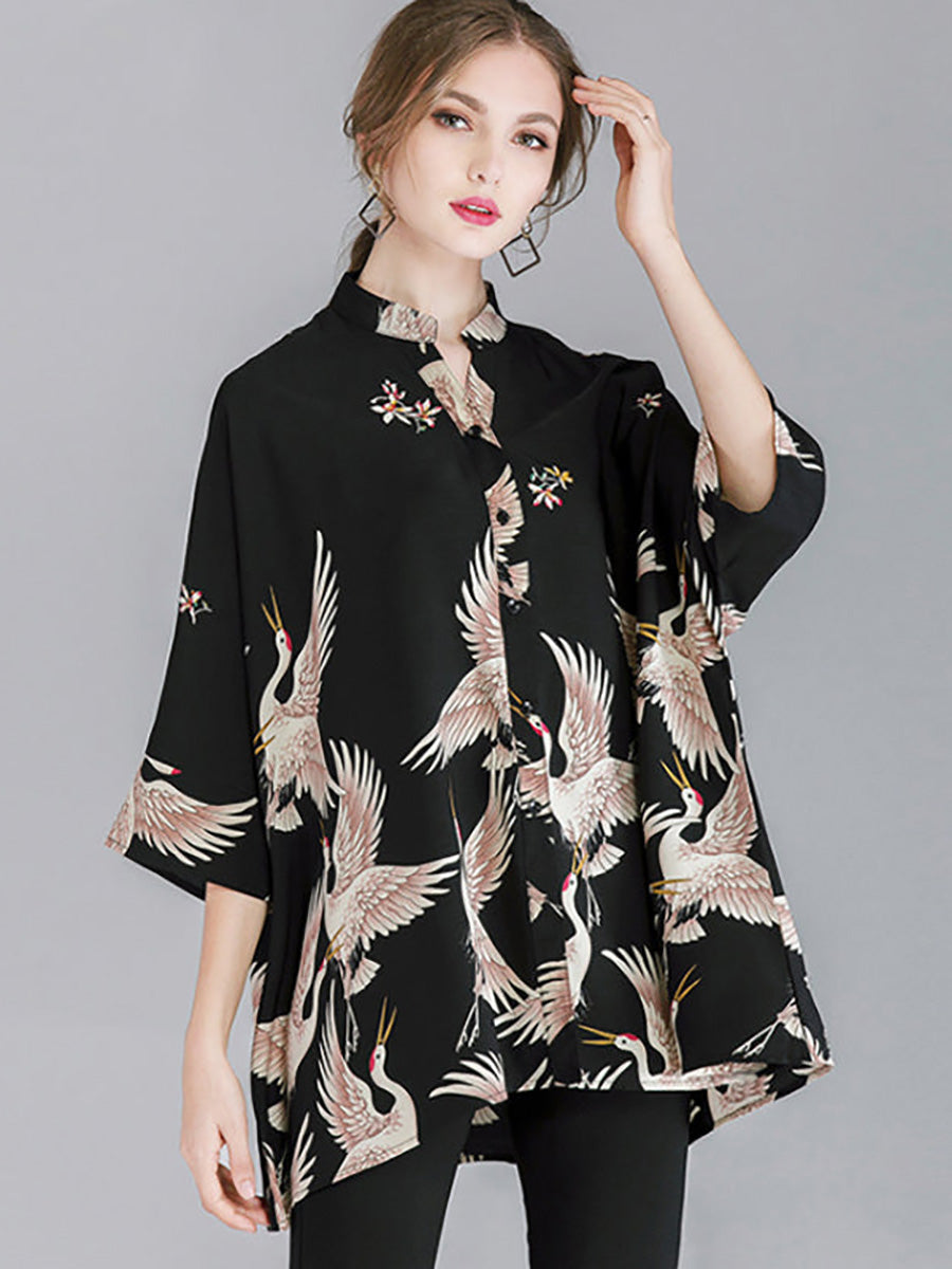 Plus Size Women Fashion Animal Prints Loose Shirt RR1063