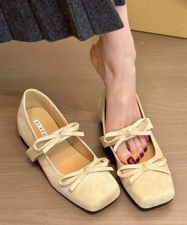 Splicing Bow Shoes Purple Wedge Suede French