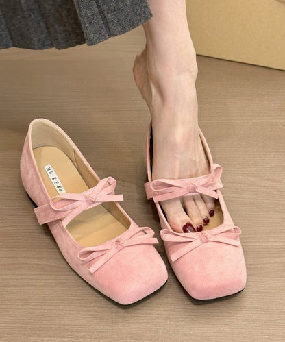 Splicing Bow Shoes Purple Wedge Suede French