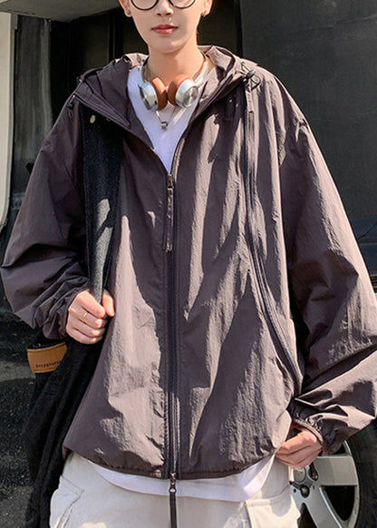 Oversized Zippered 50+ UPF Hooded Coat Purple Men