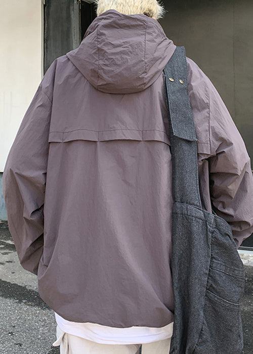 Oversized Zippered 50+ UPF Hooded Coat Purple Men