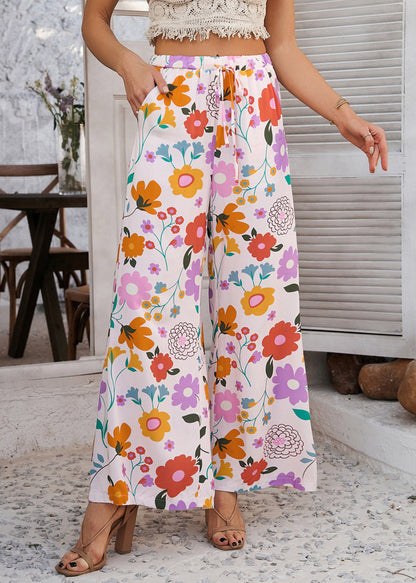 Rainbow Waist Print Vacation Tie Dresses Trousers