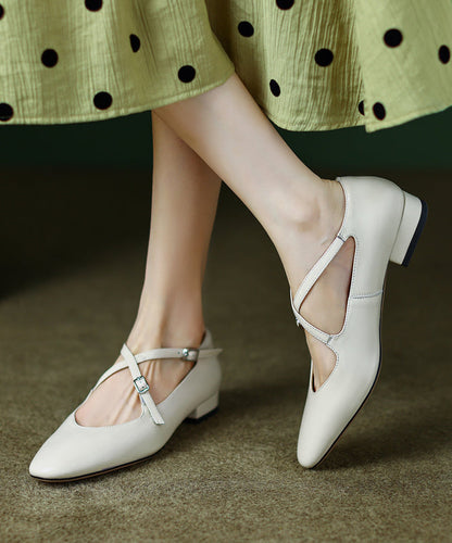 Splicing Strap Cross Cowhide Leather Feet Chic Red Shoes Flat