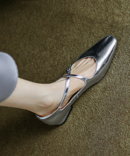 Splicing Strap Cross Cowhide Leather Feet Chic Red Shoes Flat