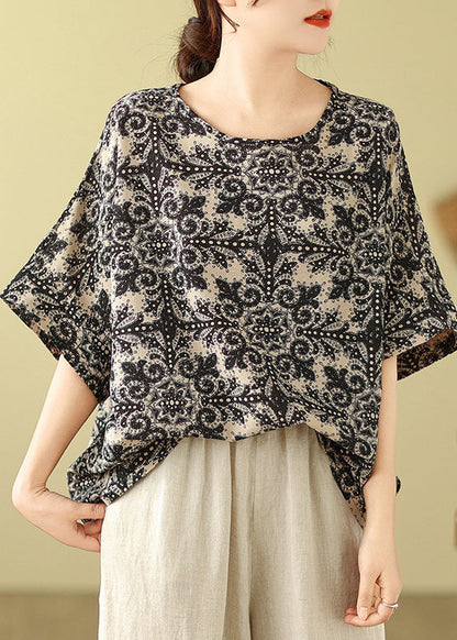 Short Sleeve Top Loose O-Neck Red