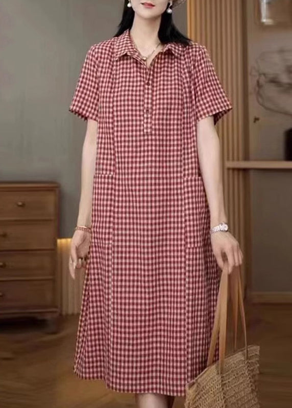 Shirt Peter Dresses Pan Plaid Linen Collar Red Summer