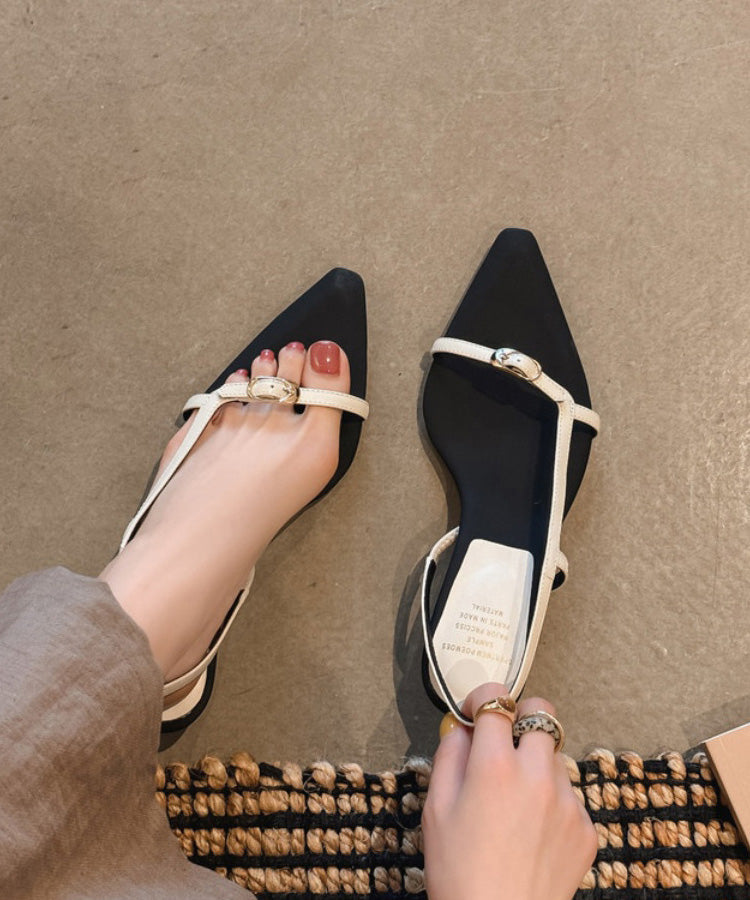 Red Sandals Kitten Toe Splicing Pointed Peep