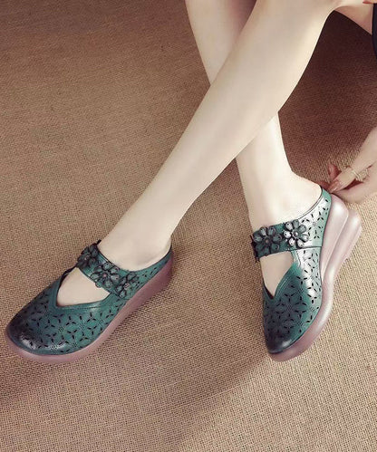 Sandals Splicing Cowhide Red New Out Hollow Slide Wedge Leather