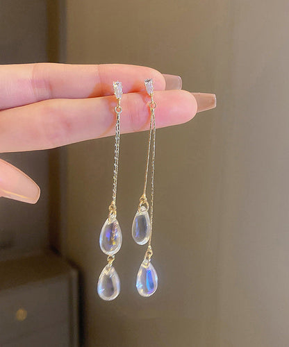Water Regular Earrings Gold Copper Resin Tassel Drop Zircon