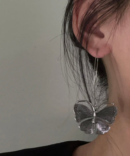 Earrings 925 Butterfly Drop Retro Silver