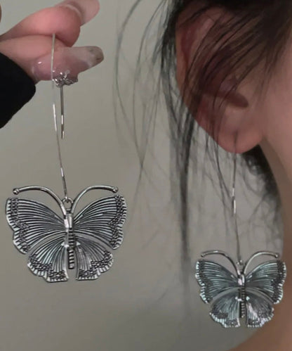 Earrings 925 Butterfly Drop Retro Silver