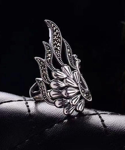 Out 925 Rings Silver Retro Hollow Peacock
