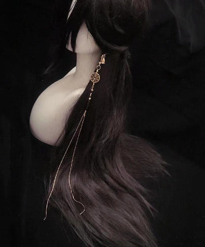 Earrings Glass Retro Coin Tassel Beads Copper Gold Drop