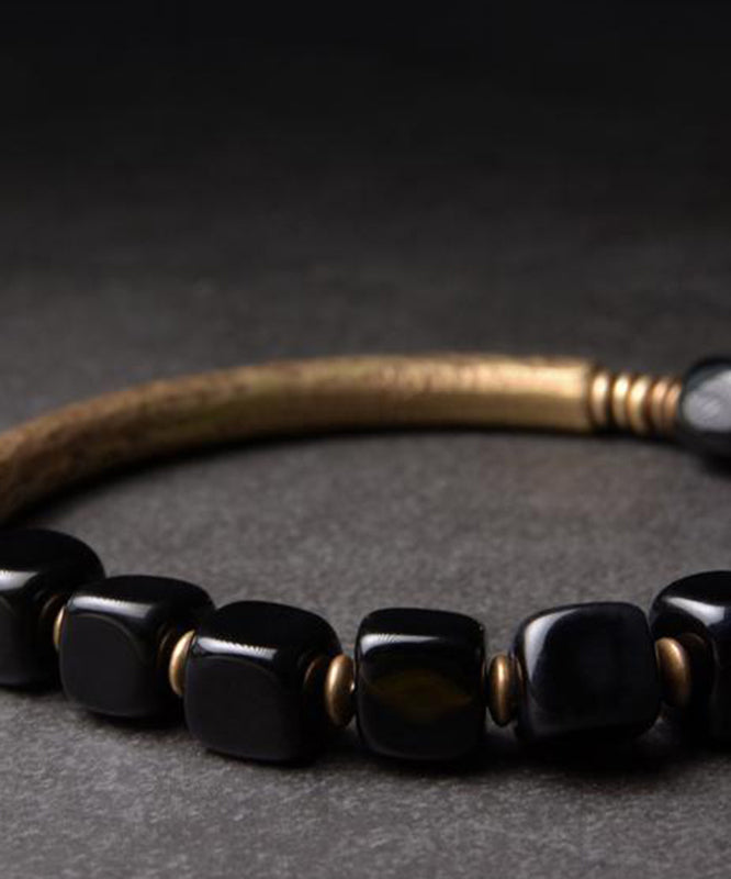 Obsidian Copper Retro Bracelet Gold