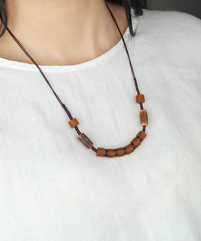 Retro Green Hand Woven Coloured Glaze Gratuated Bead Necklace KX1014