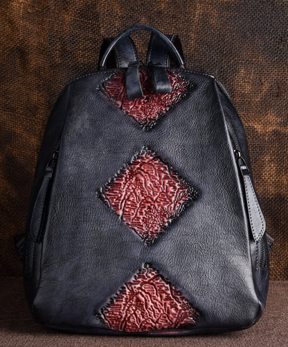 Capacity Retro Calf Leather Durable Backpack Bag Green Large