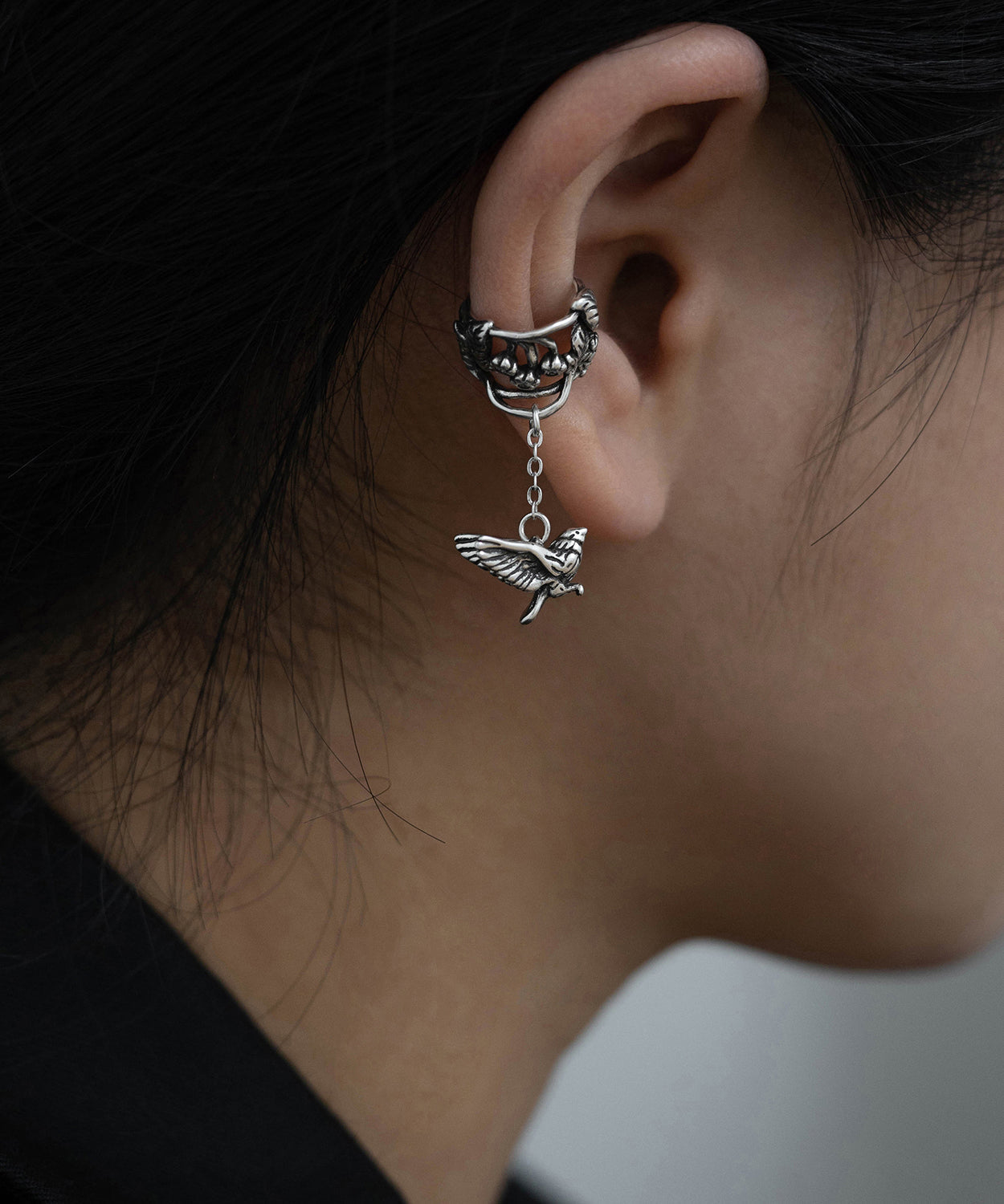 Floral Tassel Flying Sterling Out Silk Hollow Retro Bird Silver