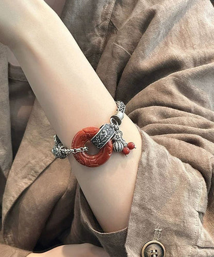 Silk Retro Gourd Butterfly Silver Chain Sterling Bracelet