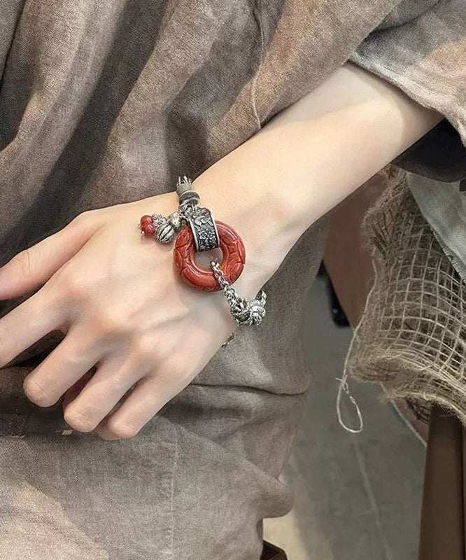 Silk Retro Gourd Butterfly Silver Chain Sterling Bracelet