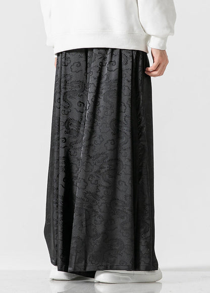 Retro Style Loose Royal Blue Wide Leg Skirt Pants For Men's Summer SA063