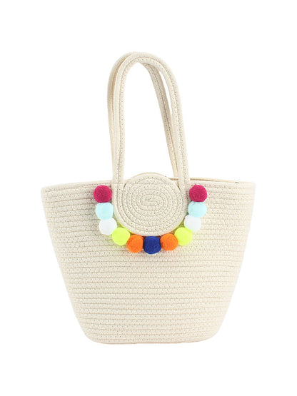 Fashion Women Pendant Shoulder Bag Ball Colorful Cotton