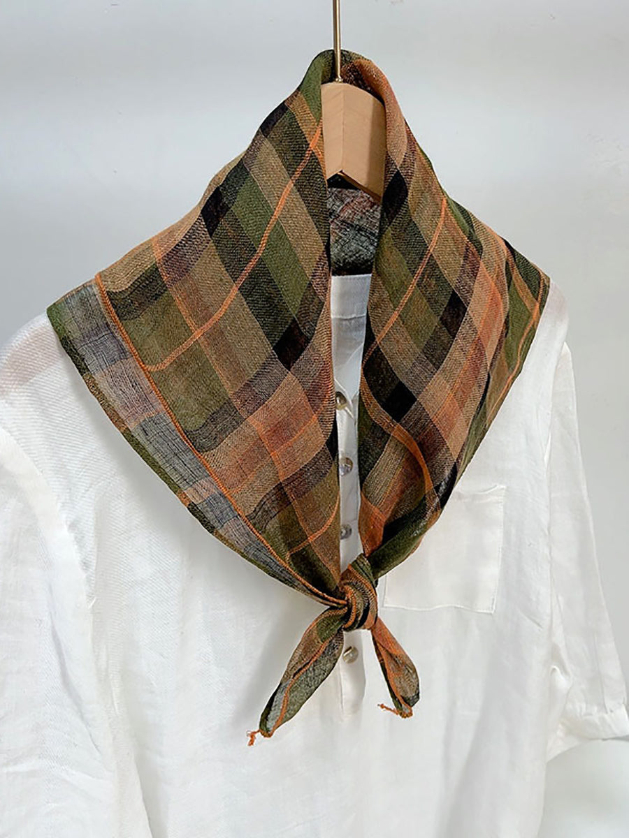 Vintage Stripe Women Casual Plaid Square Scarf