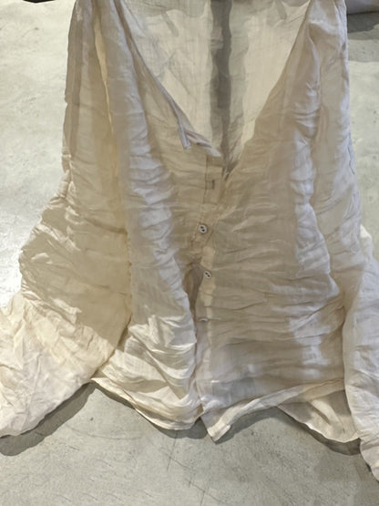 Shirt O-Neck Autumn Women Button Floral Vintage Ramie