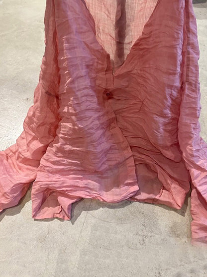 Shirt O-Neck Autumn Women Button Floral Vintage Ramie