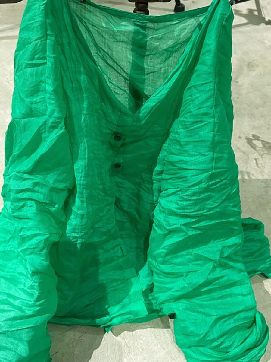 Shirt O-Neck Autumn Women Button Floral Vintage Ramie