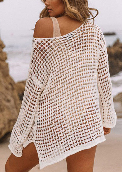 Seaside Vacation Style Sexy Hollow Out Knitted Cover Up VC023
